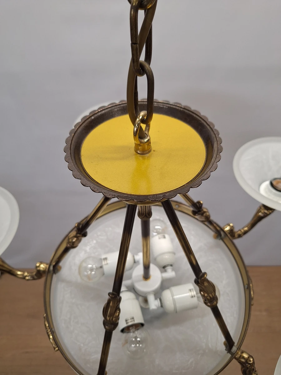 Exclusieve Spaanse Bejorama 'Catherine' kroonluchter - 9-Lichts klassiek design in messing en matglas