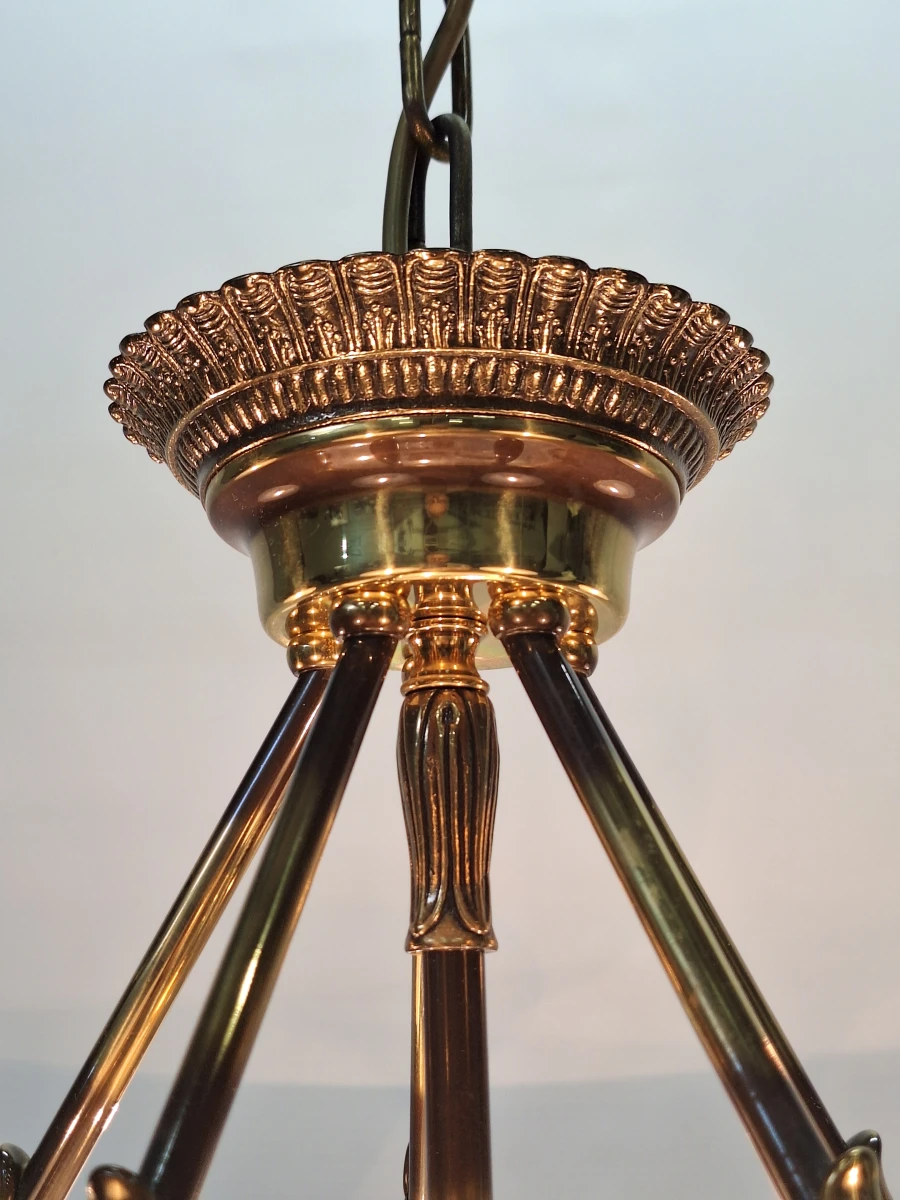Exclusieve Spaanse Bejorama 'Catherine' kroonluchter - 9-Lichts klassiek design in messing en matglas