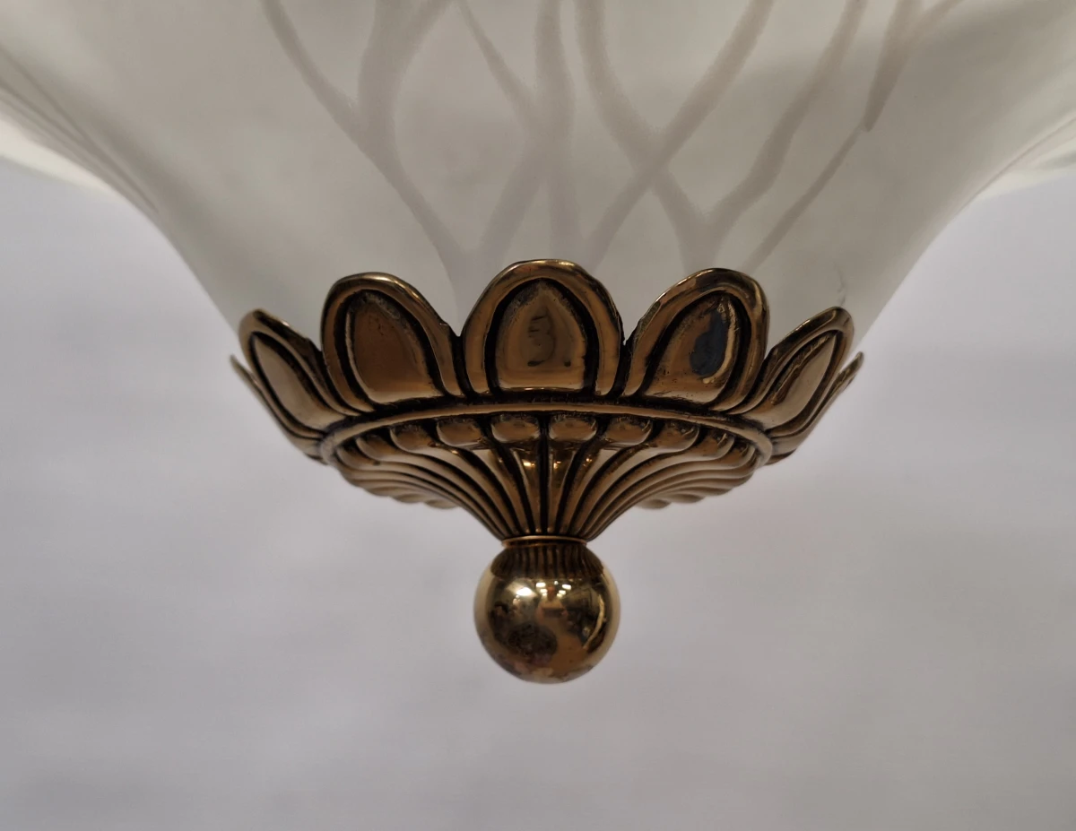 Exclusieve Spaanse Bejorama 'Catherine' kroonluchter - 9-Lichts klassiek design in messing en matglas