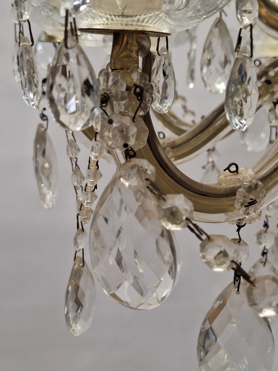 Elegante Maria Theresia-kroonluchter - 15-lichts kroonluchter met glazen pegels van Massive Belgium