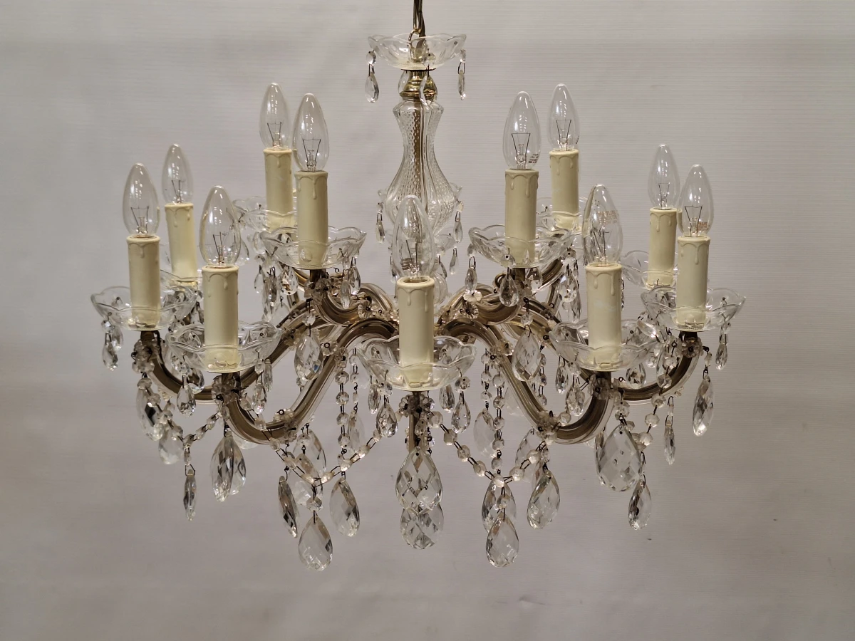 Elegante Maria Theresia-kroonluchter - 15-lichts kroonluchter met glazen pegels van Massive Belgium