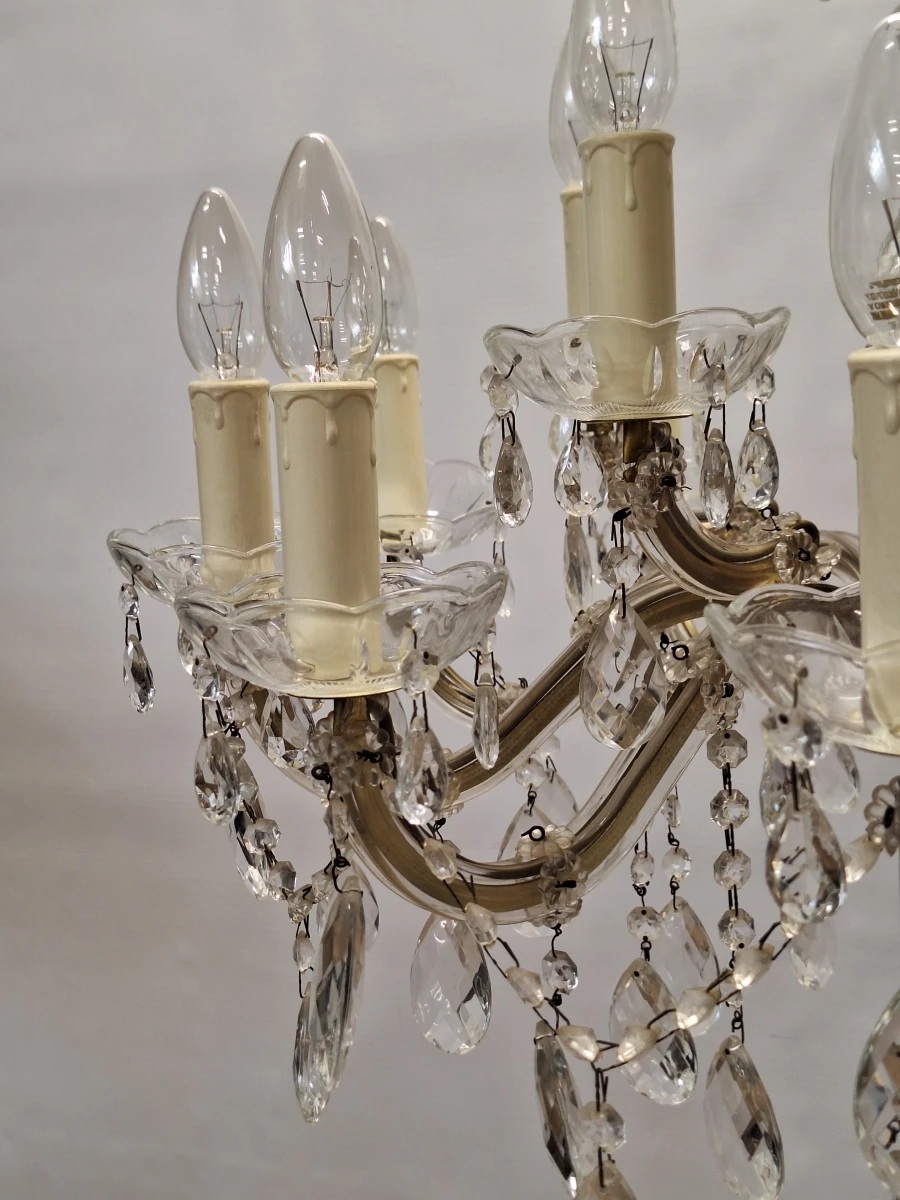 Elegante Maria Theresia-kroonluchter - 15-lichts kroonluchter met glazen pegels van Massive Belgium