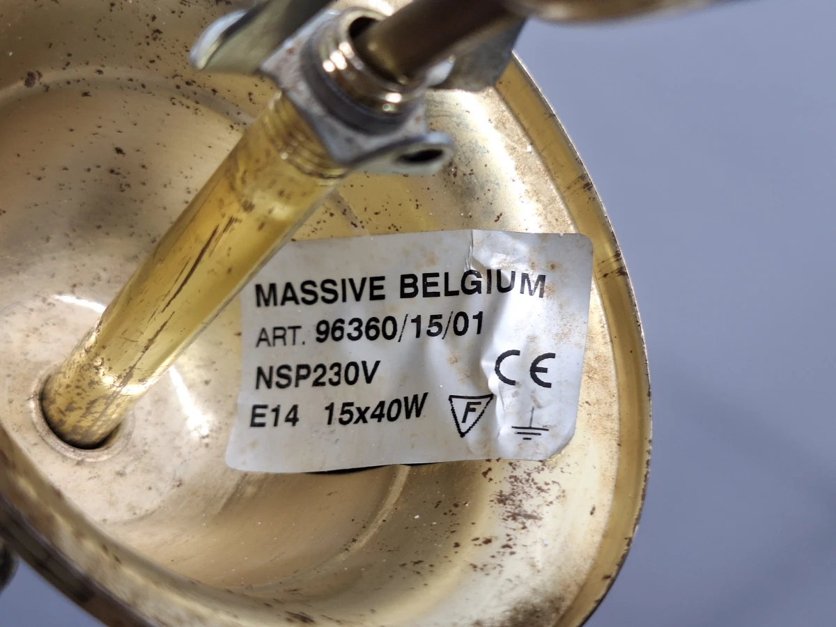 Elegante Maria Theresia-kroonluchter - 15-lichts kroonluchter met glazen pegels van Massive Belgium