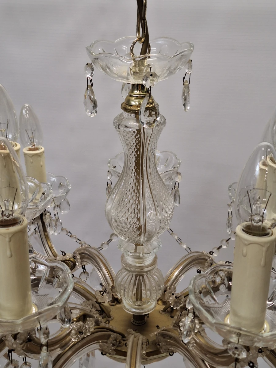 Elegante Maria Theresia-kroonluchter - 15-lichts kroonluchter met glazen pegels van Massive Belgium
