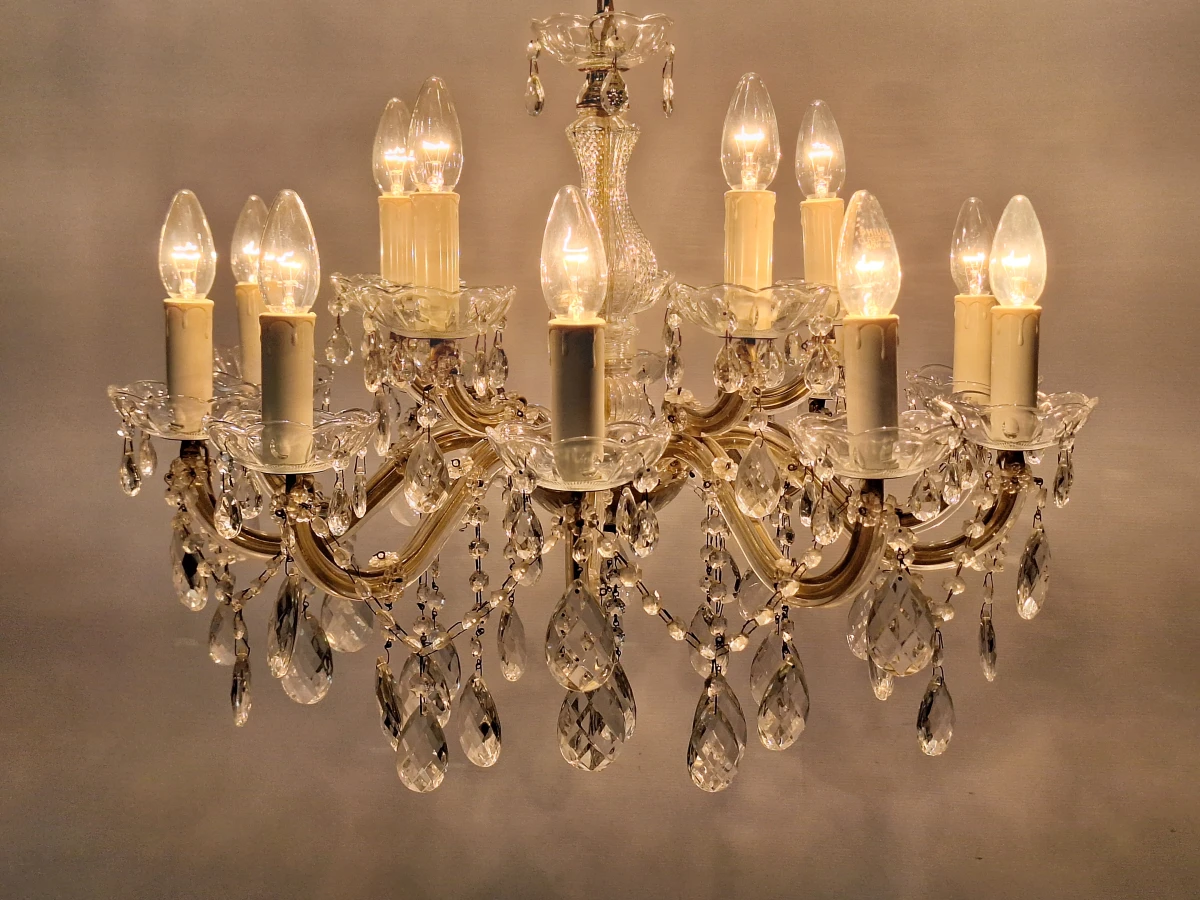 Elegante Maria Theresia-kroonluchter - 15-lichts kroonluchter met glazen pegels van Massive Belgium