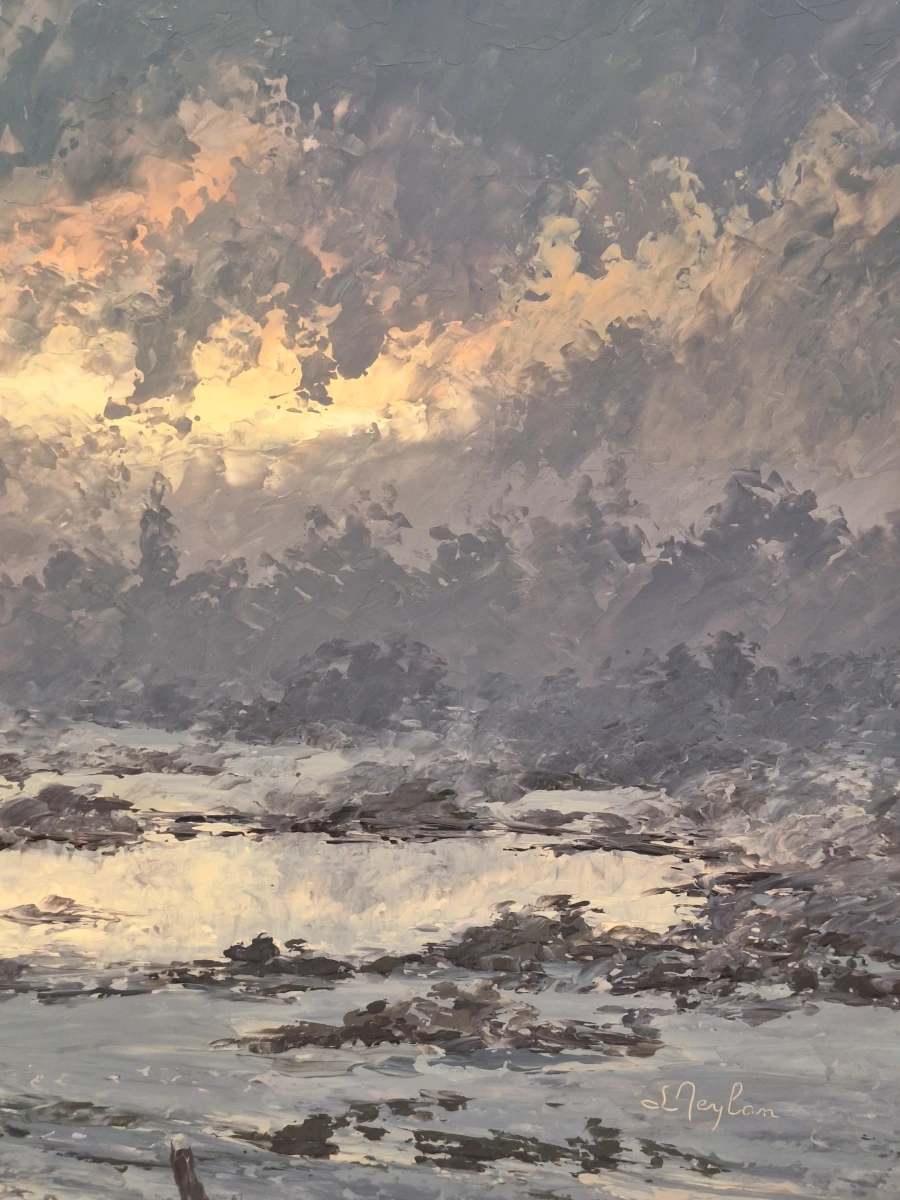 Winters landschap bij avondlicht - Olieverf op doek - Lucien Meylan