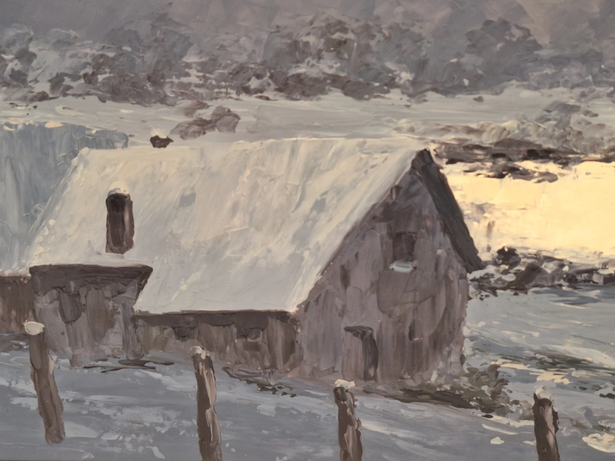 Winters landschap bij avondlicht - Olieverf op doek - Lucien Meylan