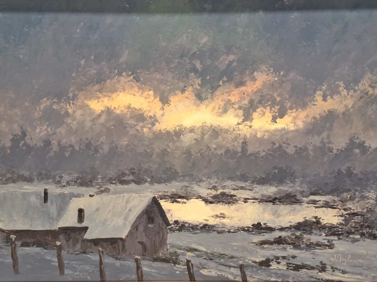 Winters landschap bij avondlicht - Olieverf op doek - Lucien Meylan