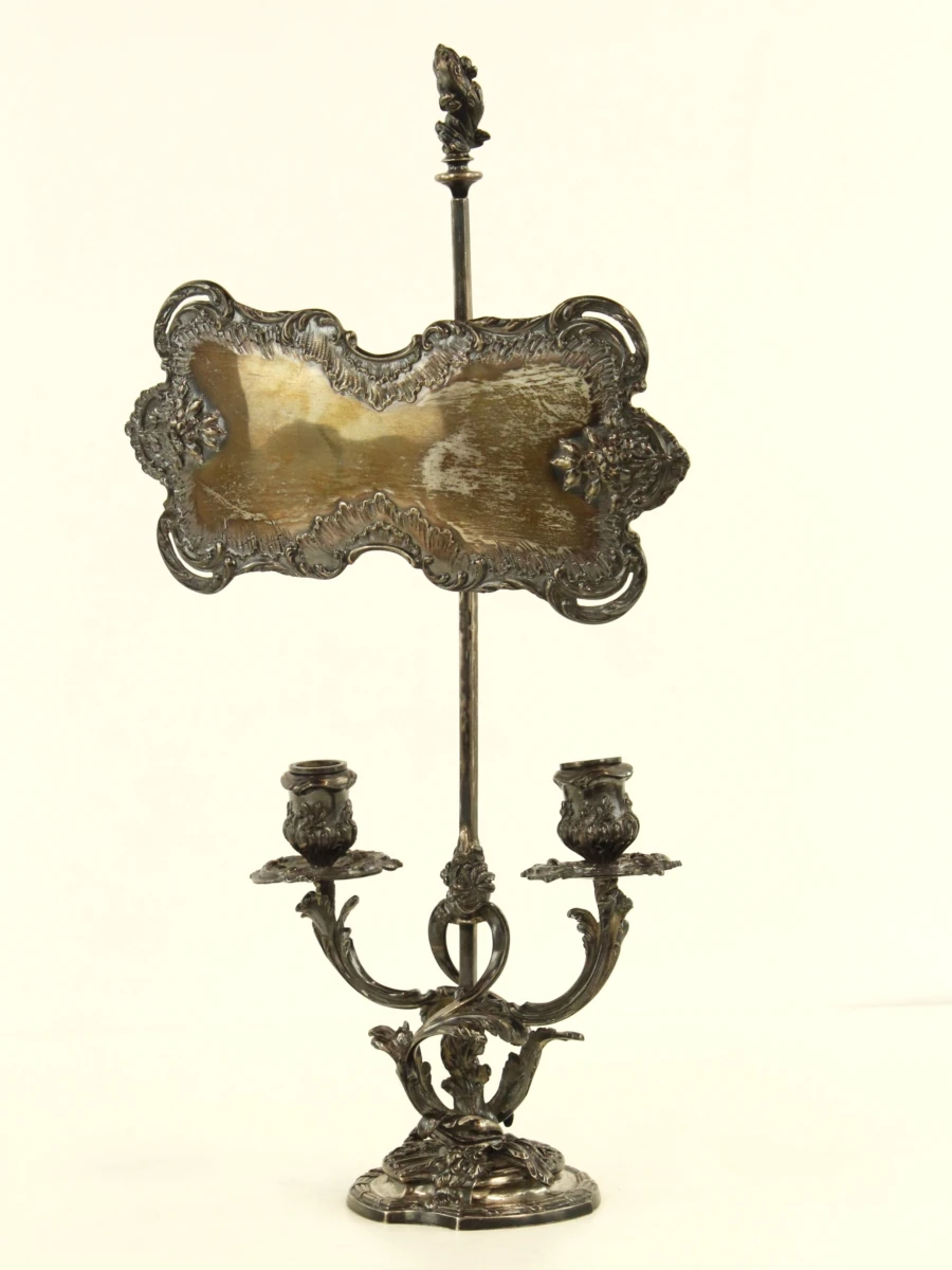 Portugese .916 zilveren kandelaar met verstelbaar warmtescherm – Leitão & Irmão, 1887-1937