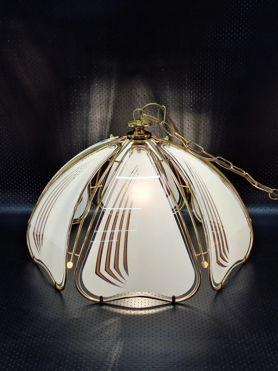 Elegante vintage Hollywood Regency verlichtingsset - Hanglamp & 2 tafellampen