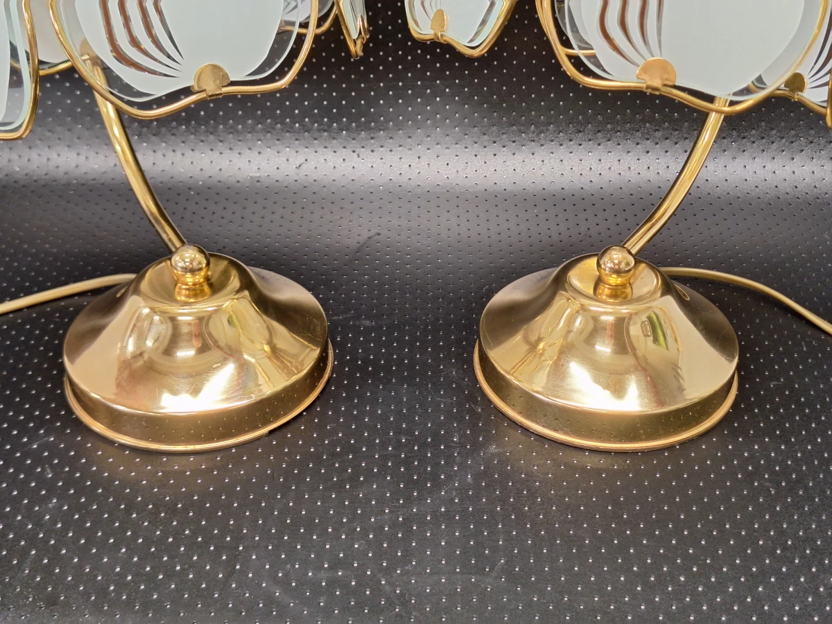 Elegante vintage Hollywood Regency verlichtingsset - Hanglamp & 2 tafellampen