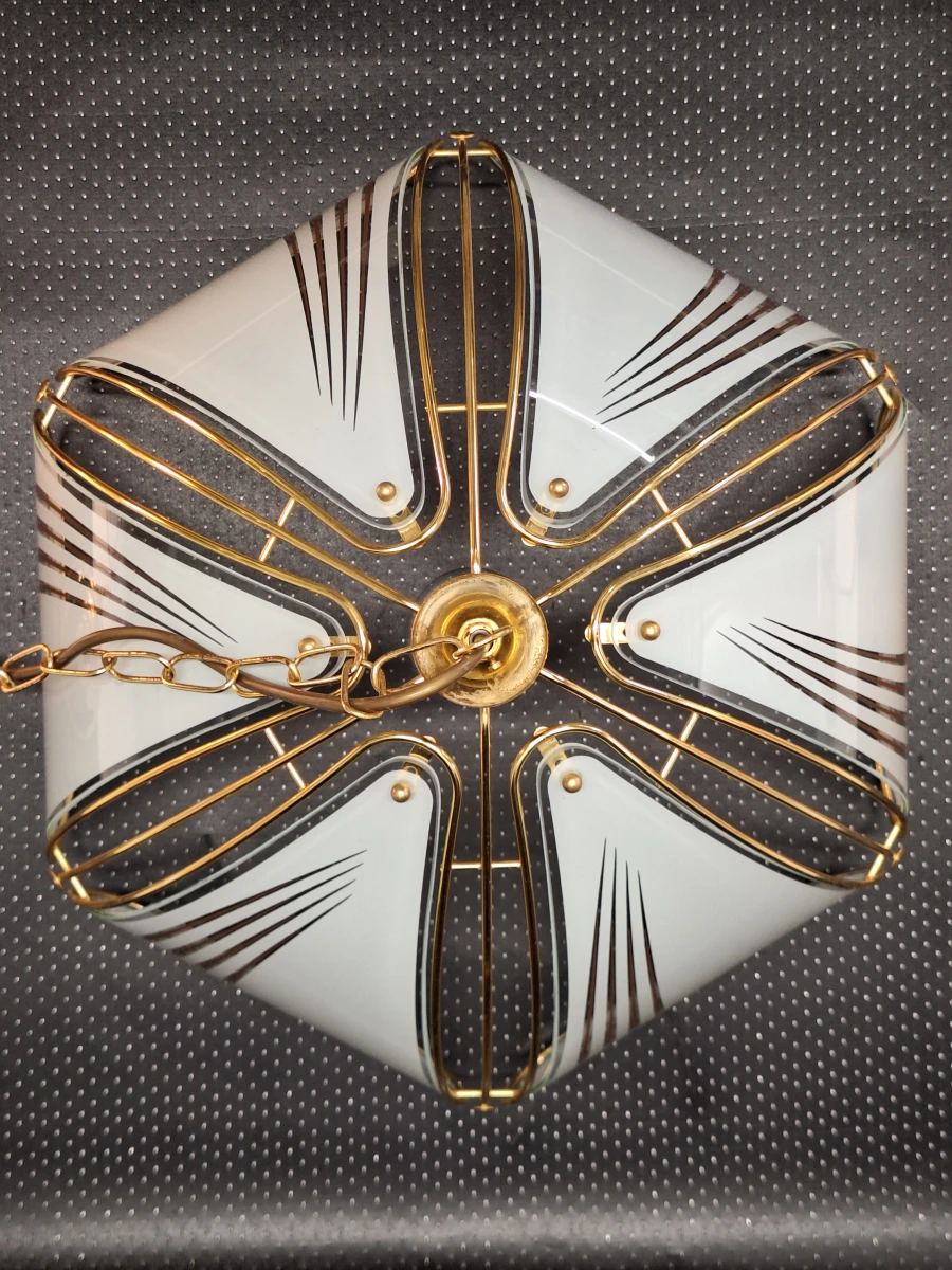 Elegante vintage Hollywood Regency verlichtingsset - Hanglamp & 2 tafellampen