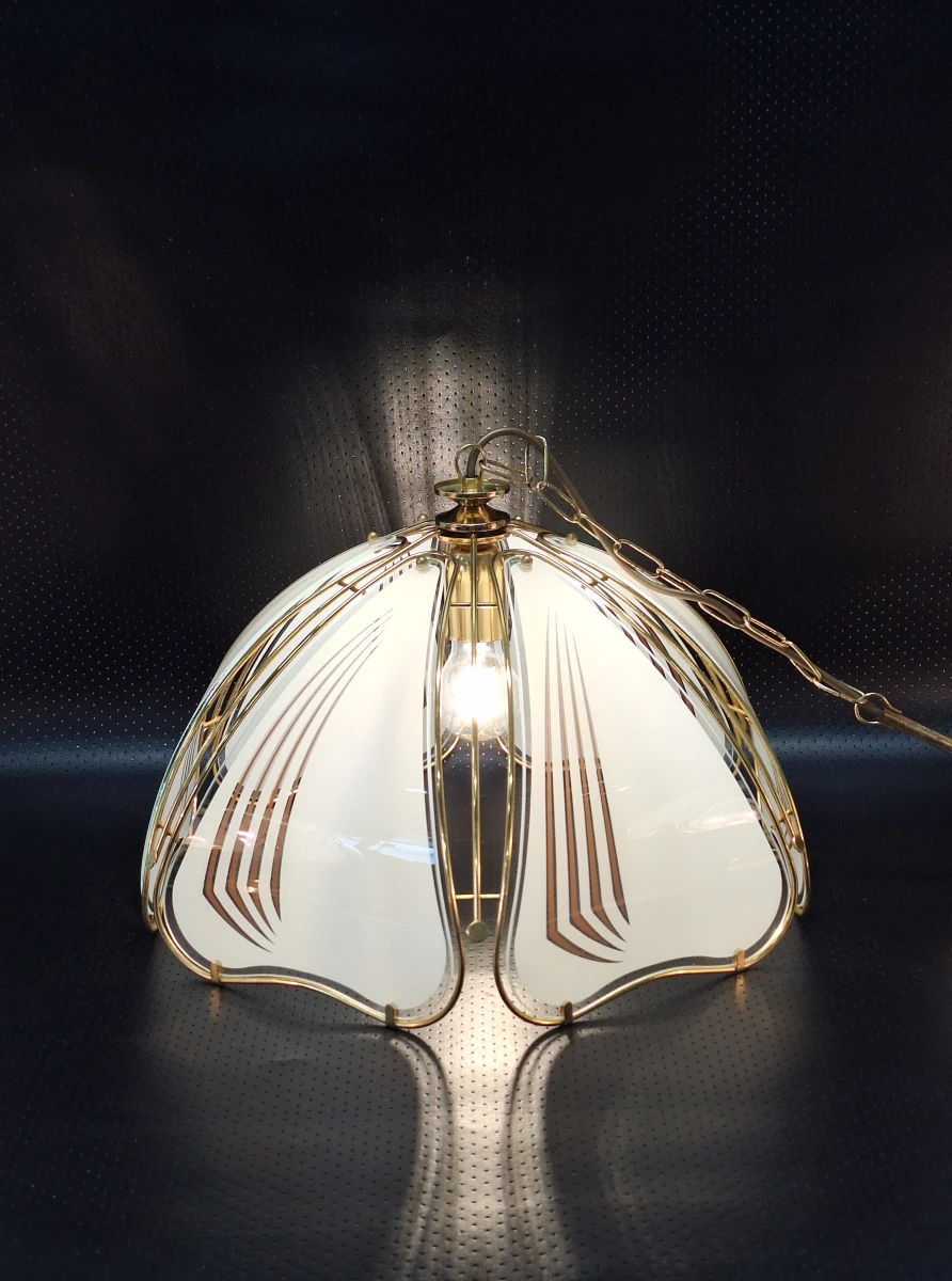 Elegante vintage Hollywood Regency verlichtingsset - Hanglamp & 2 tafellampen