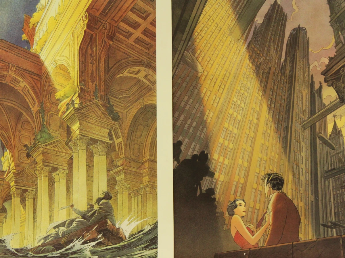 2 prints van striptekeningen in groot formaat met geprinte handtekening Francois Schuiten  (°1956)