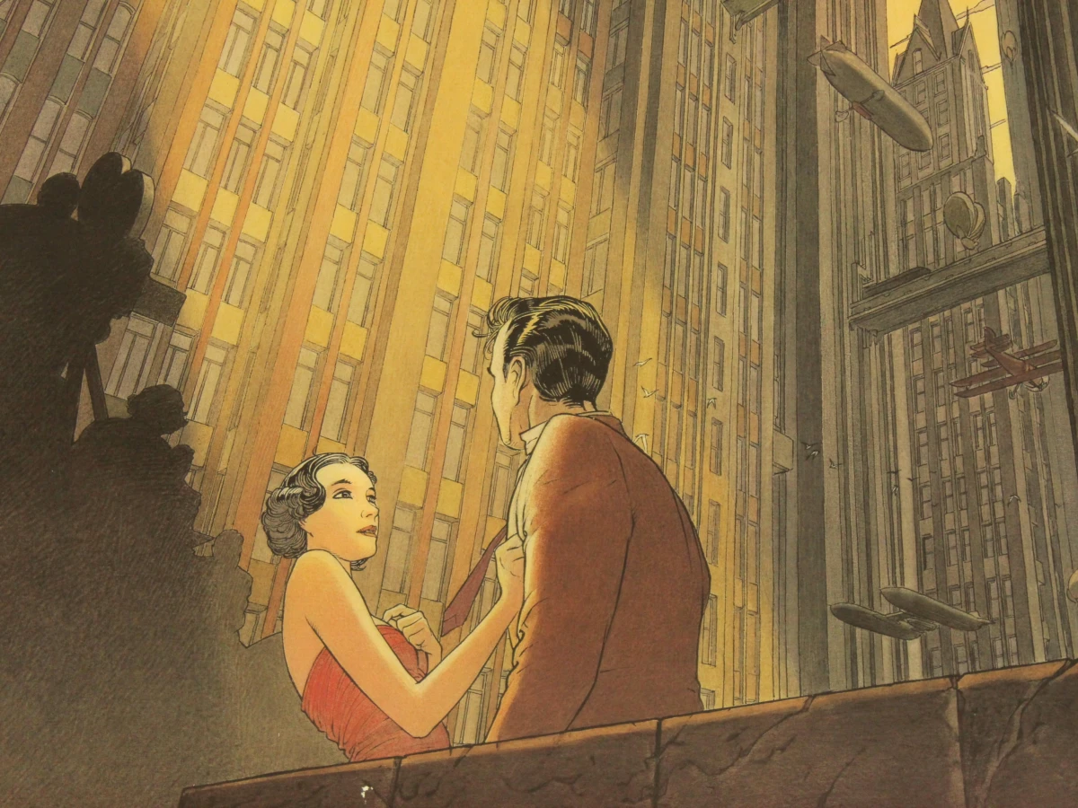 2 prints van striptekeningen in groot formaat met geprinte handtekening Francois Schuiten  (°1956)