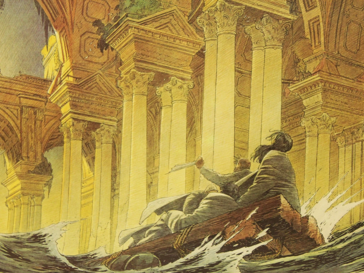 2 prints van striptekeningen in groot formaat met geprinte handtekening Francois Schuiten  (°1956)