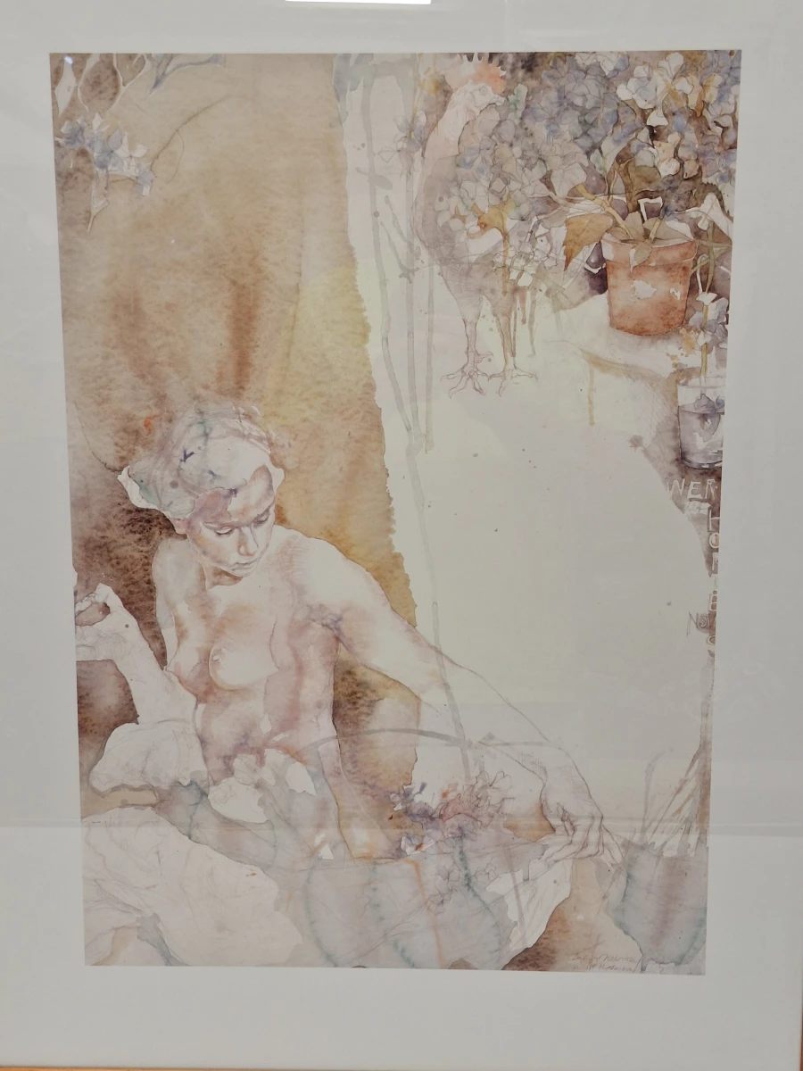 "Wer ist Hortensia?" - Kunstprint naar aquarel - Dagmar Mezřický (°1944)