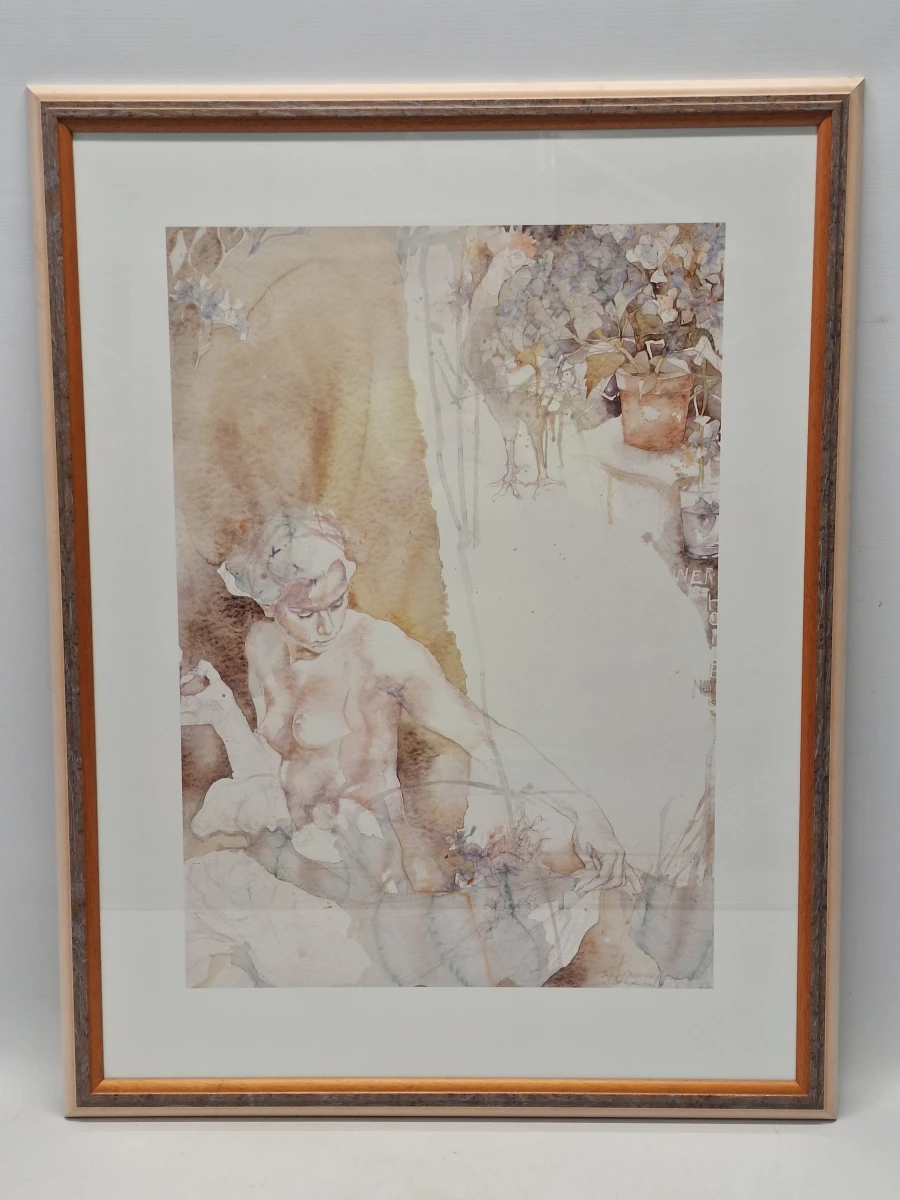 "Wer ist Hortensia?" - Kunstprint naar aquarel - Dagmar Mezřický (°1944)