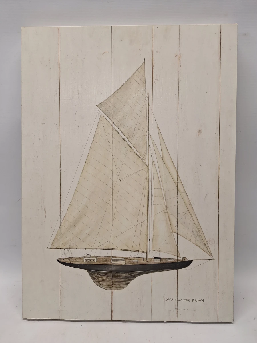 "Sailboat I & Sailboat II" - Maritiem kunstprints op houten paneel (reproductie) - David Carter Brown