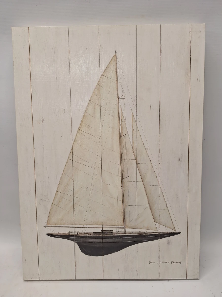 "Sailboat I & Sailboat II" - Maritiem kunstprints op houten paneel (reproductie) - David Carter Brown