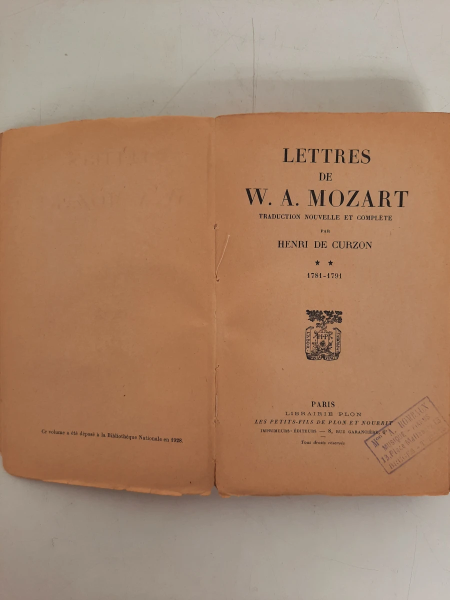 Frans Antiek Boek (1928): Lettres de W.A. Mozart (Deel II: 1781–1791) – Vert. Henri de Curzon