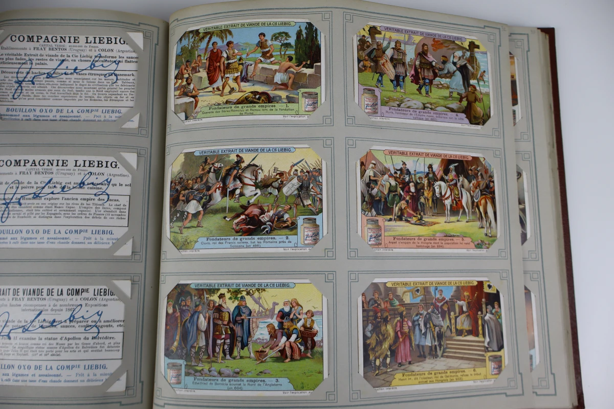 Set van 7 vintage Liebig chromo-verzamelalbums