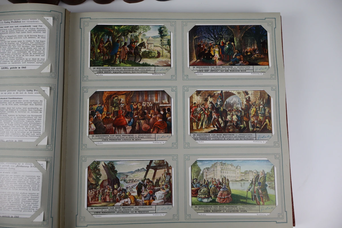Set van 7 vintage Liebig chromo-verzamelalbums