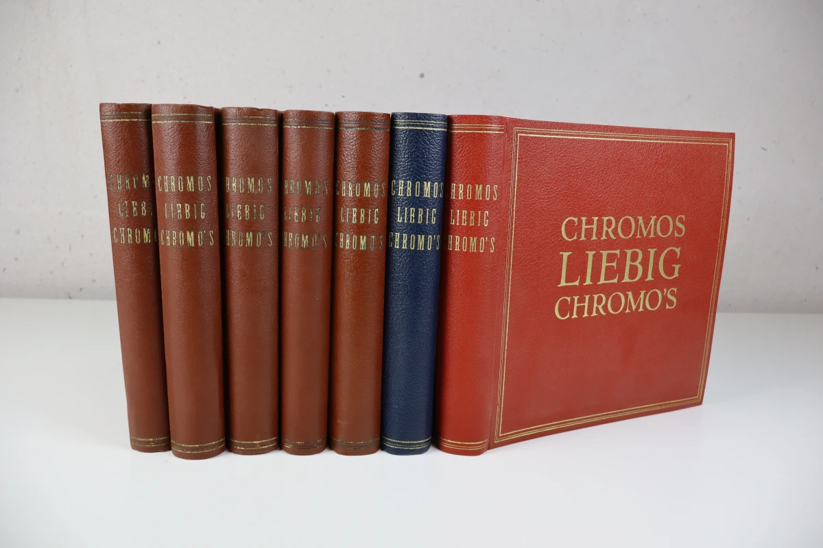 Set van 7 vintage Liebig chromo-verzamelalbums