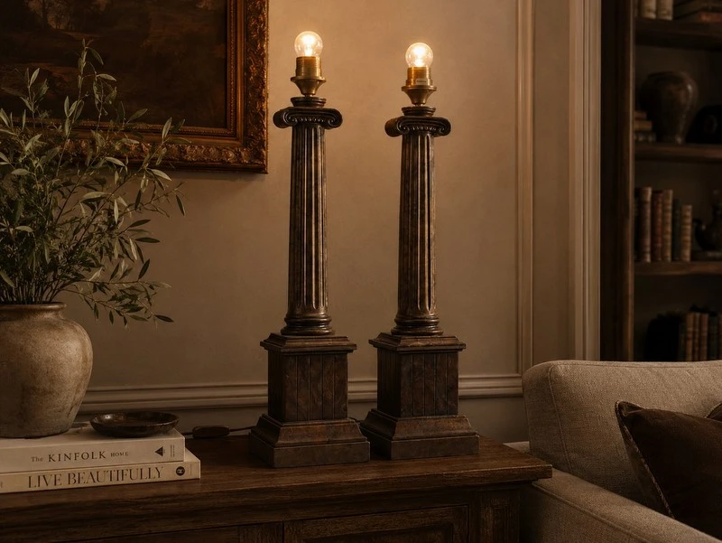 Set van twee decoratieve Empire-stijl tafellampen, jaren 1960