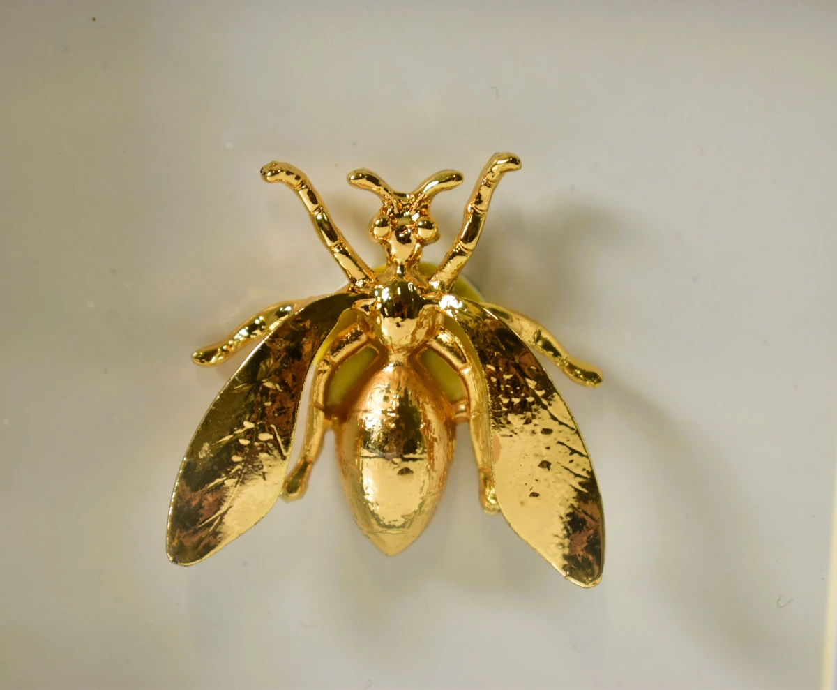 Set van 2 ingelijste decoratieve gouden insecten in 3D-lijst
