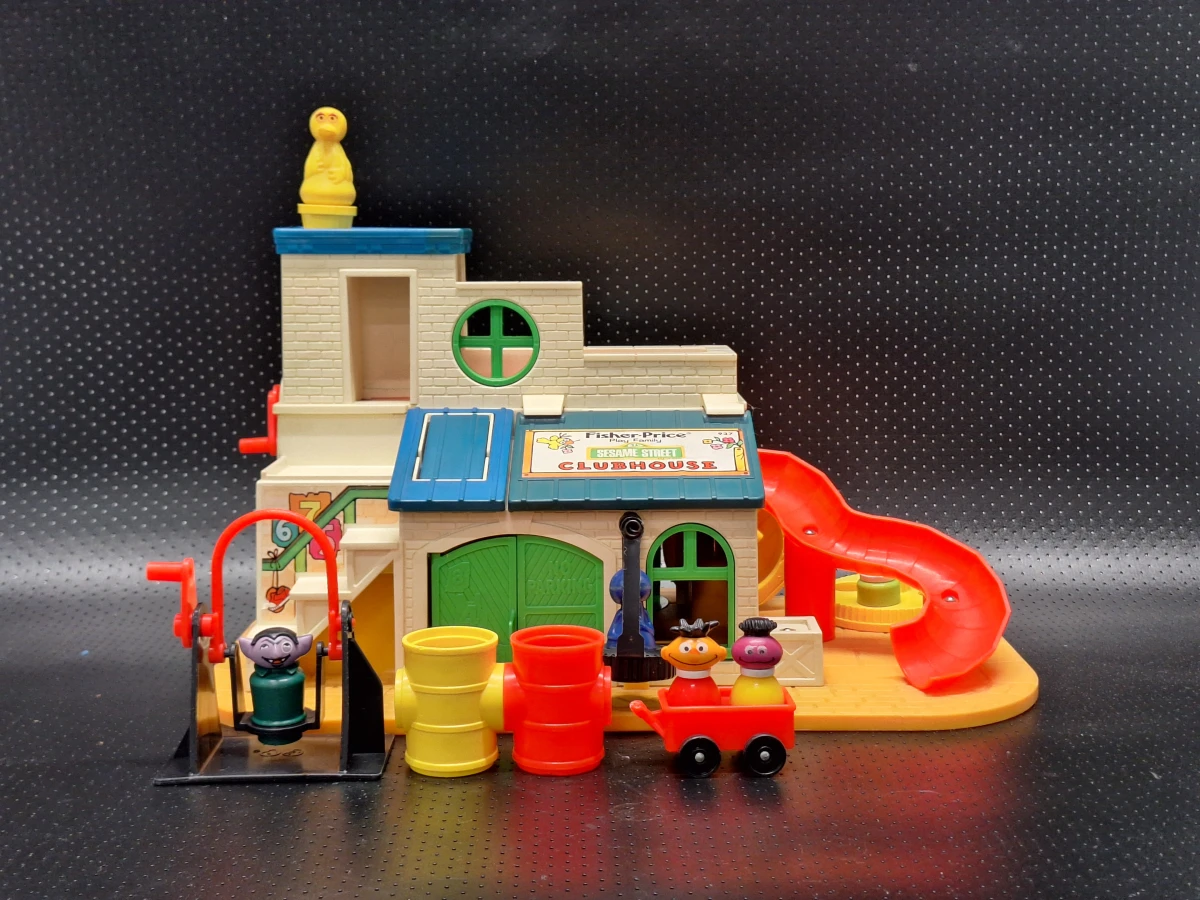 Vintage Fisher-Price Sesame Street Clubhouse #937 - Complete speelset uit 1977 met originele figuren en accessoires