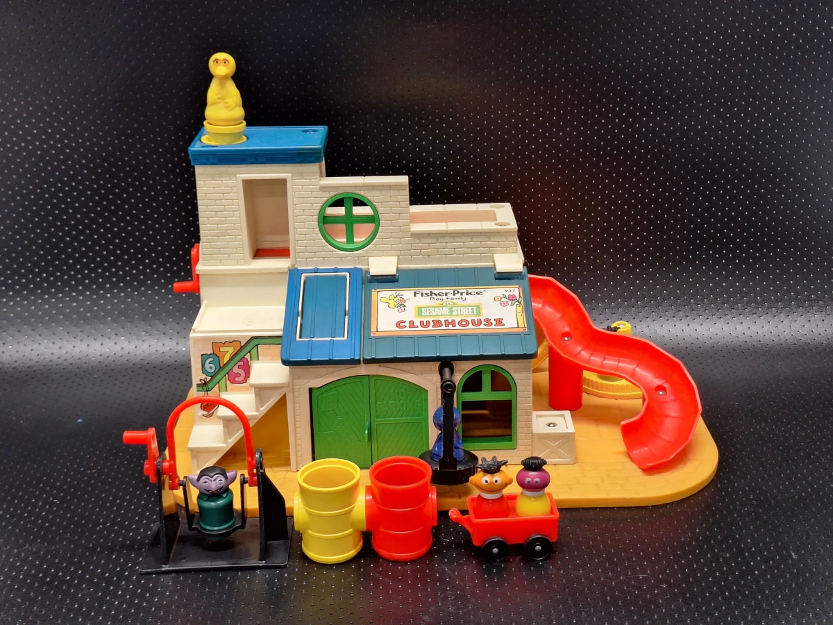 Vintage Fisher-Price Sesame Street Clubhouse #937 - Complete speelset uit 1977 met originele figuren en accessoires