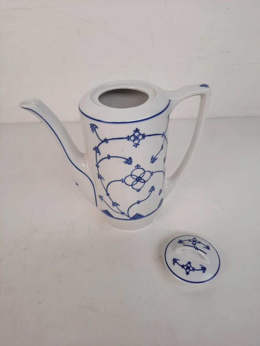 Vintage Jäger Eisenberg Koffiepot – Original Blau Saks (DDR Porselein) - foto 4