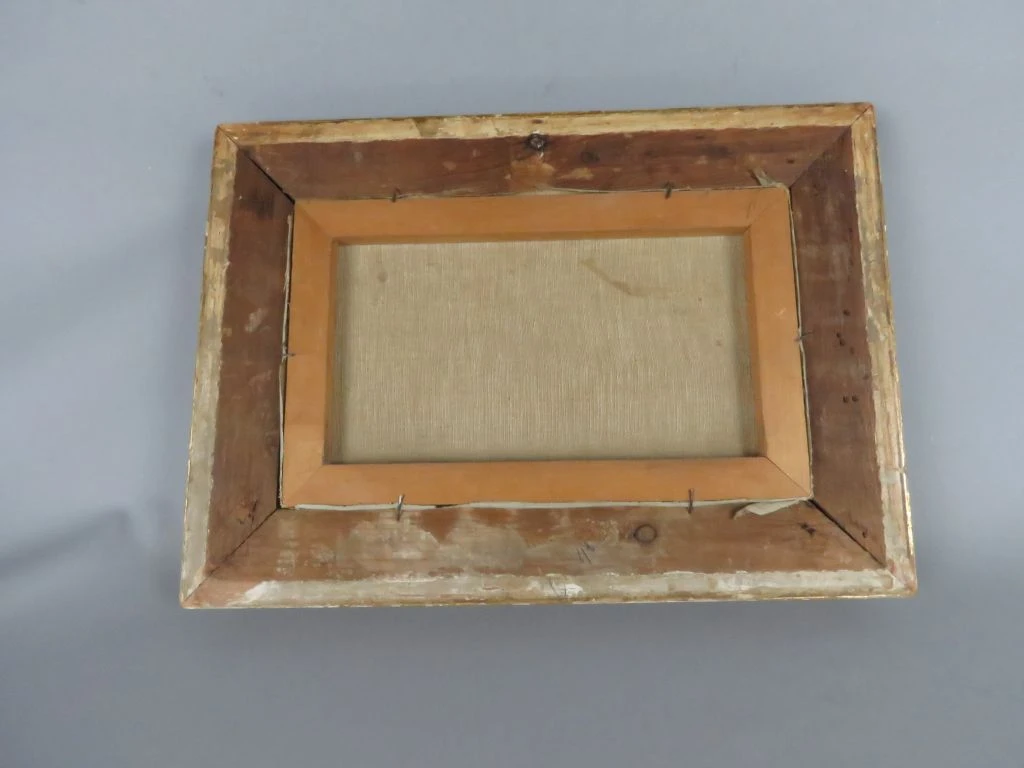Olieverfschilderij landschap met goudkleurige lijst