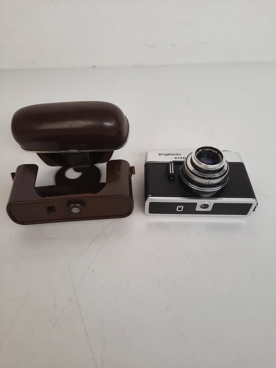 Vintage Voigtländer Vitoret 35mm Filmcamera met Color-Lanthar 2.8/50 Lens & Lederen Paraattas - foto 6