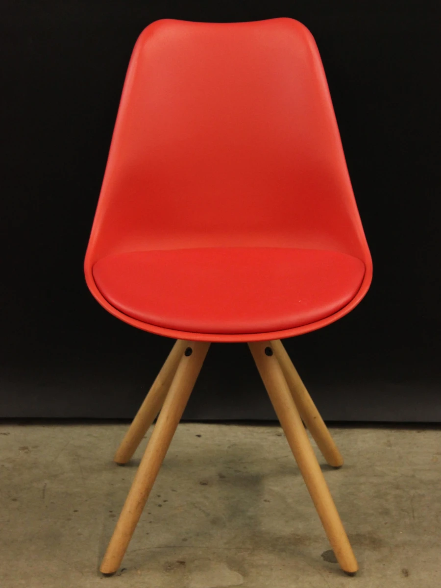 Meroni - Set van 4 rode designstoelen met houten poten - Italy