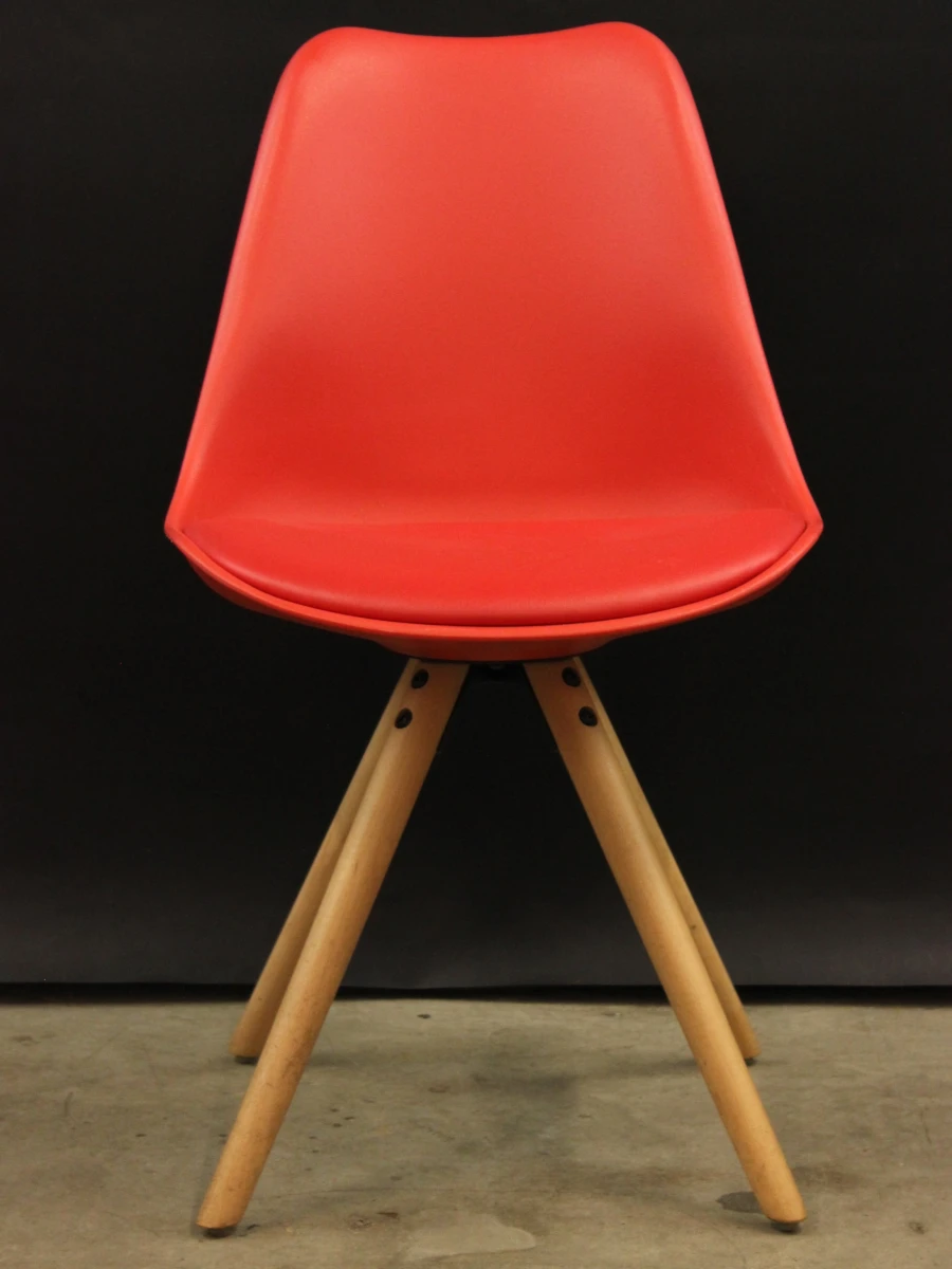 Meroni - Set van 4 rode designstoelen met houten poten - Italy
