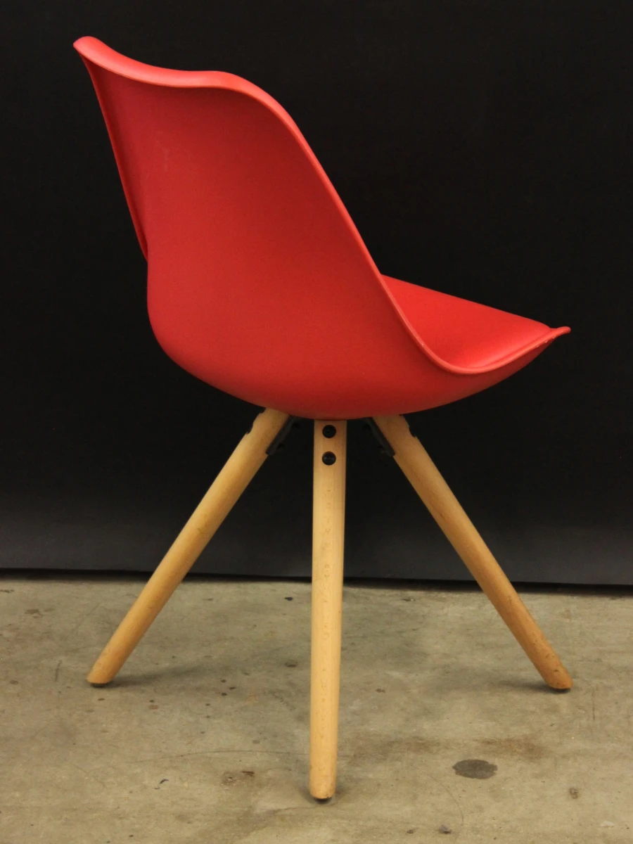 Meroni - Set van 4 rode designstoelen met houten poten - Italy