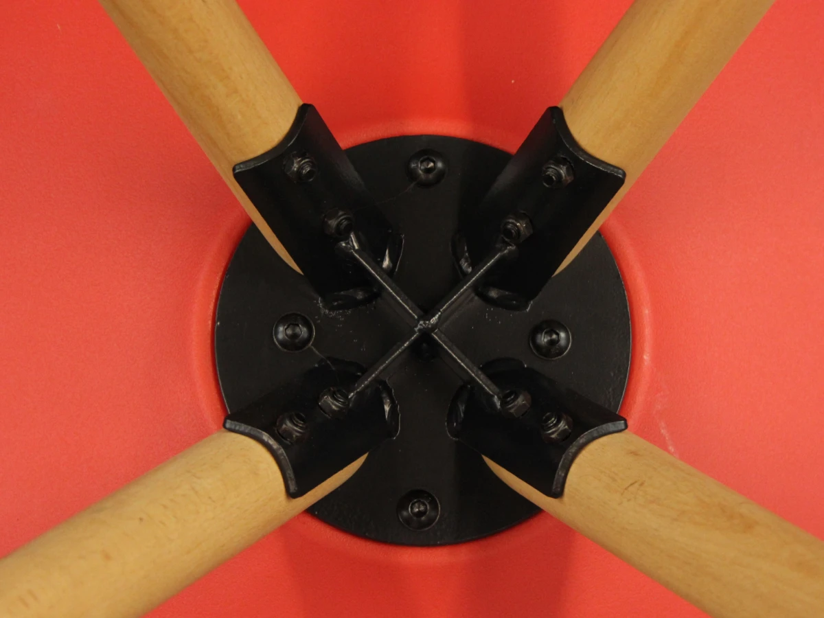 Meroni - Set van 4 rode designstoelen met houten poten - Italy