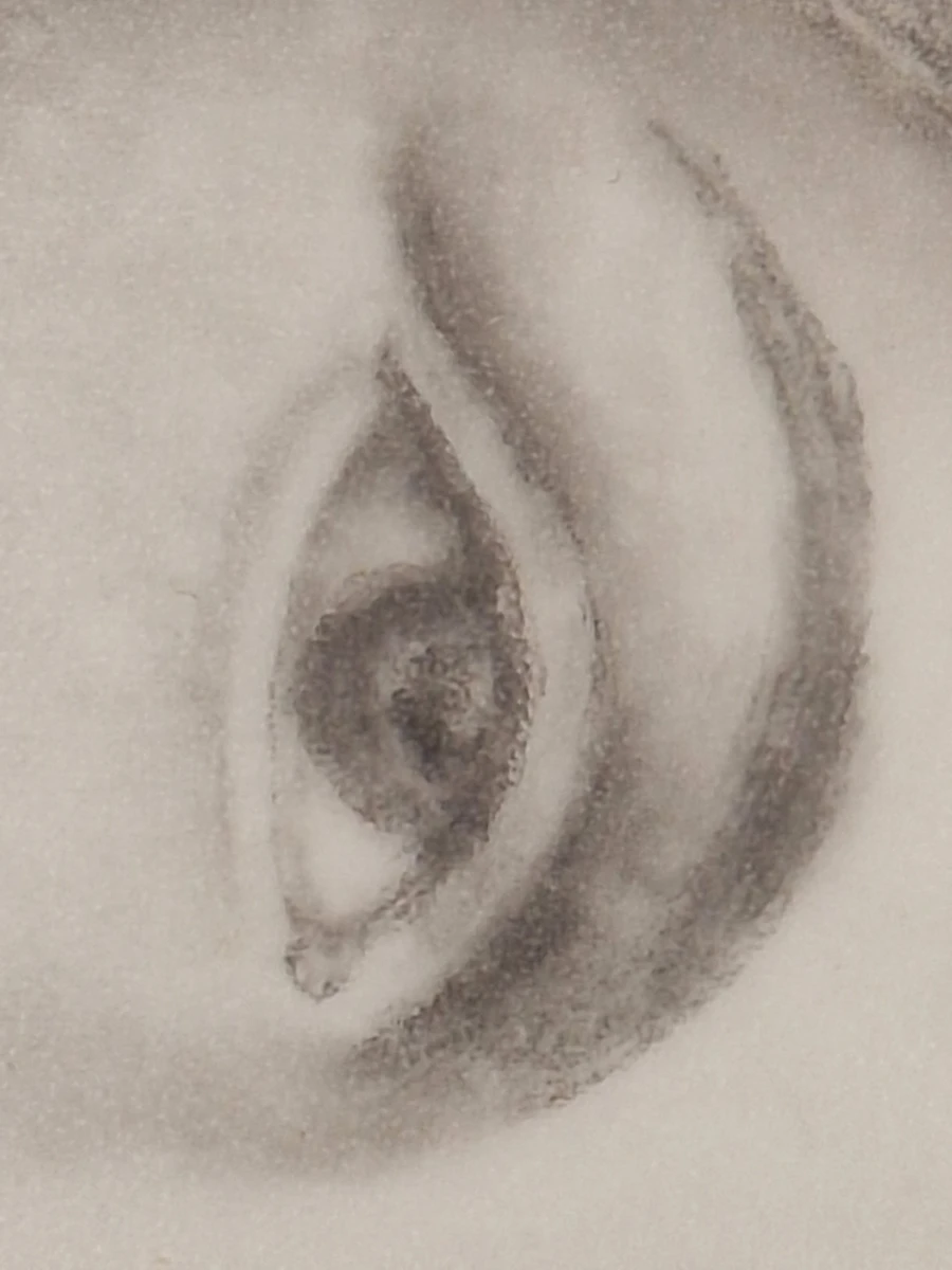 Handgetekend portret van jong meisje - potloodtekening in vergulde lijst