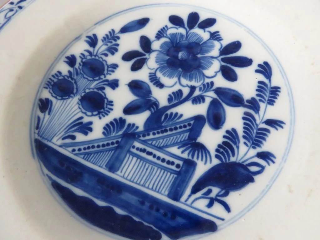 Set van 4 decoratieve wandborden met blauw bloemmotief