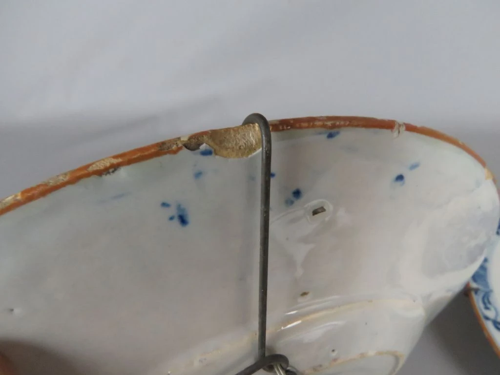 Set van 4 decoratieve wandborden met blauw bloemmotief