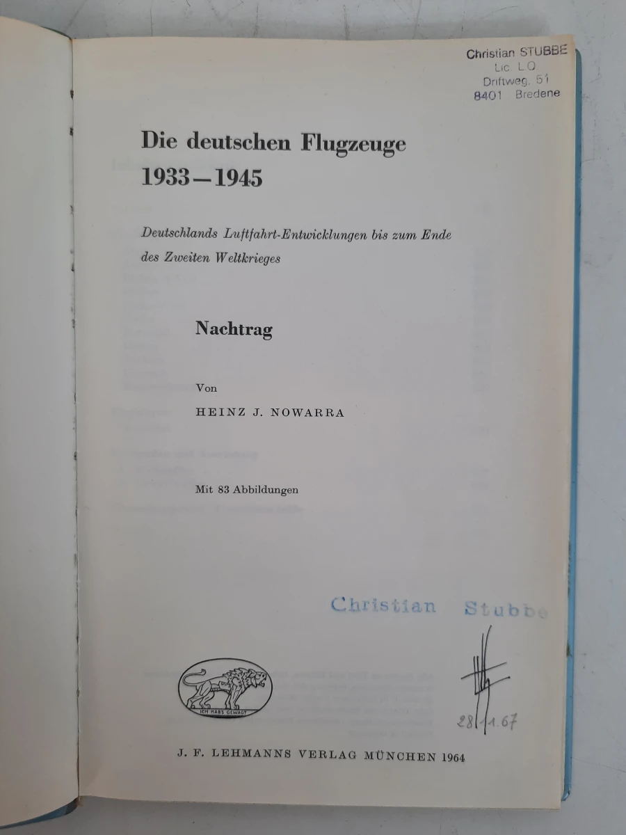 Duits Luchtvaartboek: Die deutschen Flugzeuge 1933–1945 (Nachtrag) – Heinz J. Nowarra (1964) - foto 2