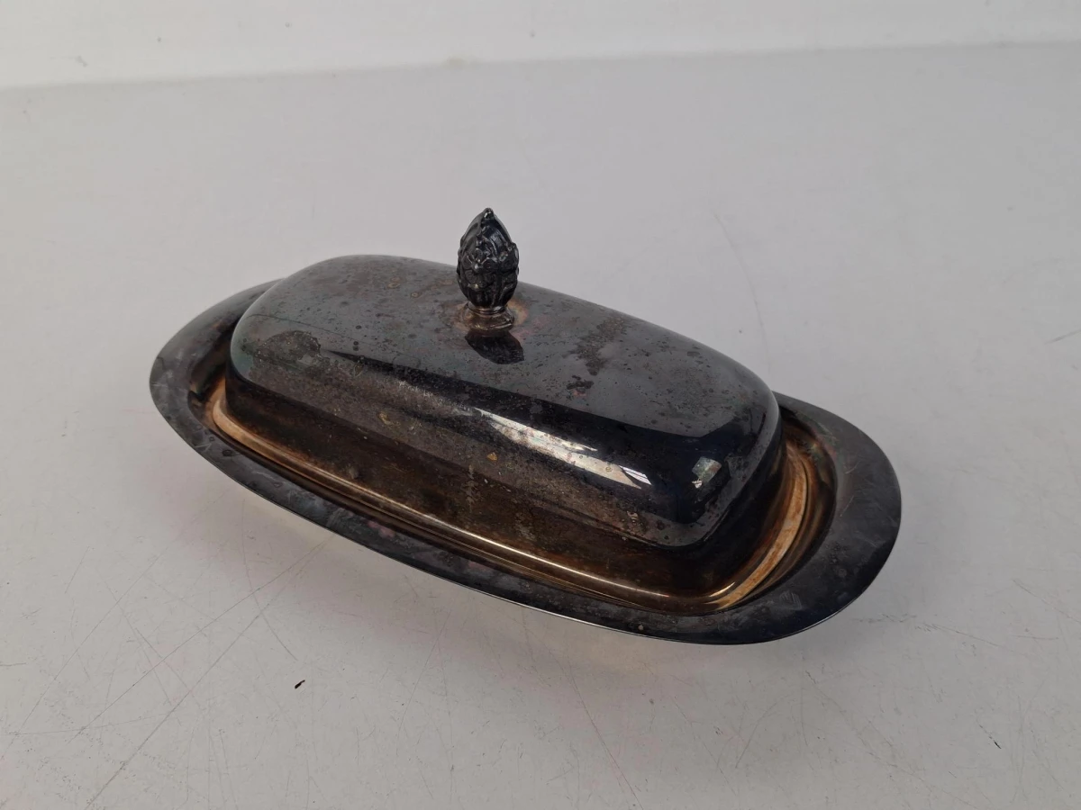 Vintage verzilverde botervloot