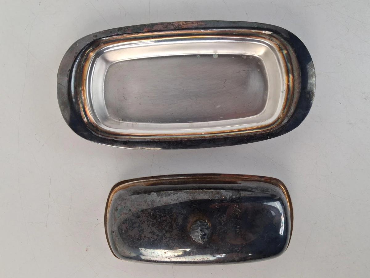 Vintage verzilverde botervloot