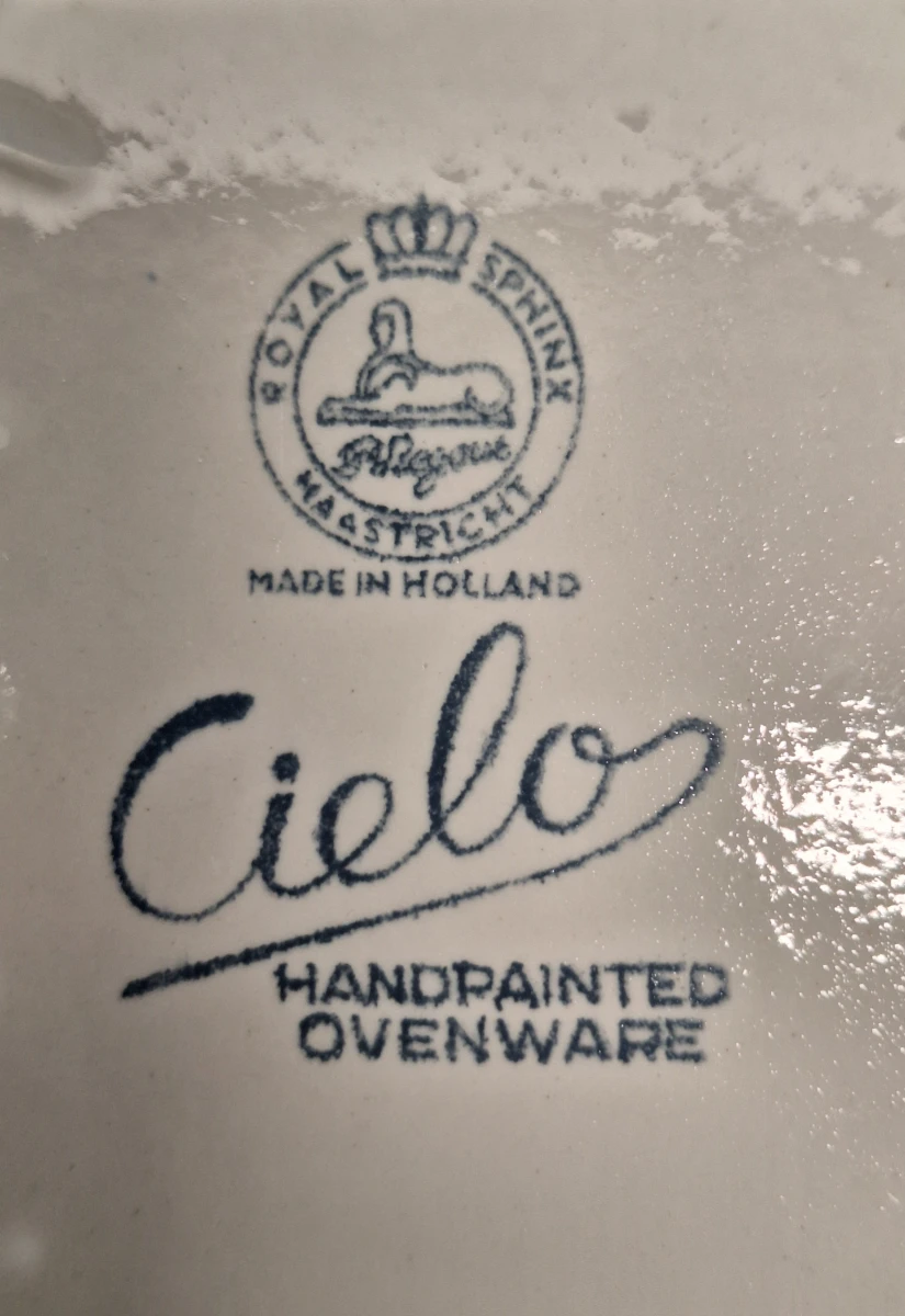 Vintage Royal Sphinx 'Cielo' ovenschaal met deksel - Handbeschilderd Parafeu Servies uit de Jaren '60