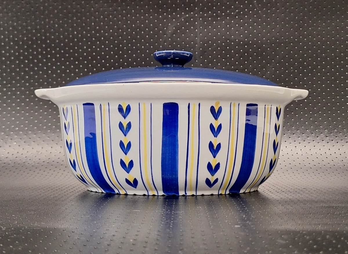 Vintage Royal Sphinx 'Cielo' ovenschaal met deksel - Handbeschilderd Parafeu Servies uit de Jaren '60