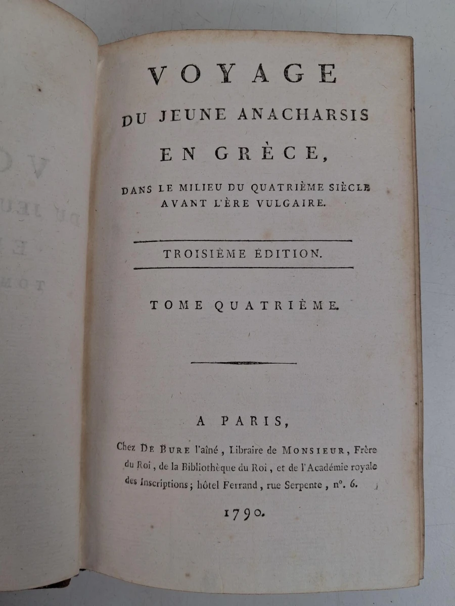 Antieke boeken : Voyages d'Anacharsis (door Jean-Jacques Barthélemy), nummers 1,2,4,7