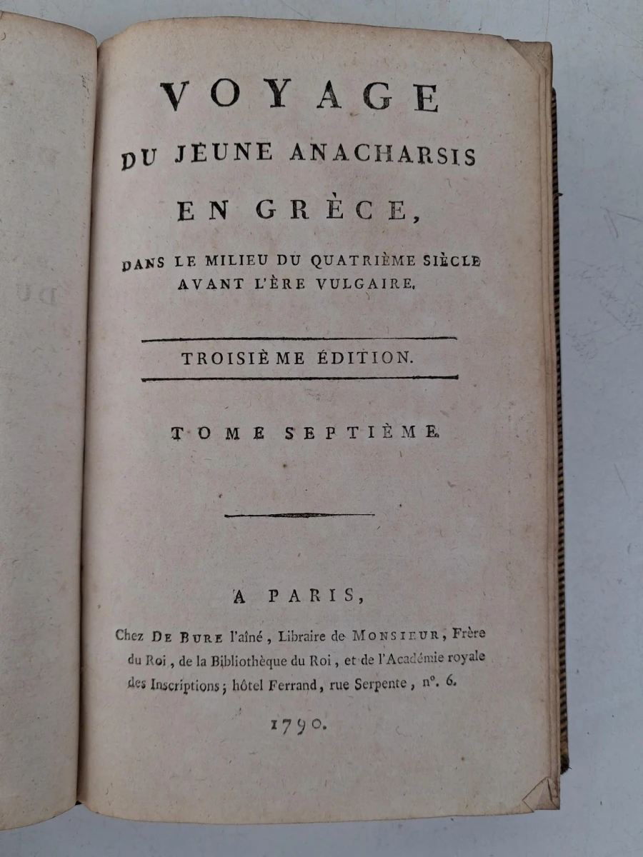 Antieke boeken : Voyages d'Anacharsis (door Jean-Jacques Barthélemy), nummers 1,2,4,7