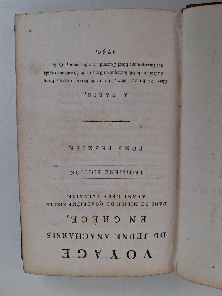 Antieke boeken : Voyages d'Anacharsis (door Jean-Jacques Barthélemy), nummers 1,2,4,7